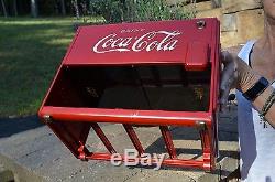 VINTAGE 30s COCA COLA SODA DRINK SALESMAN COOLER SIGN with CASE ORIGINAL PRISTINE