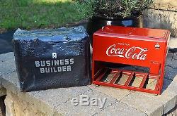 VINTAGE 30s COCA COLA SODA DRINK SALESMAN COOLER SIGN with CASE ORIGINAL PRISTINE