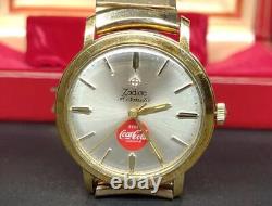 VINTAGE 34MM ZODIAC HERMETIC COCA-COLA SIGNED WATCH With BOX & PAPERS, RUNNING