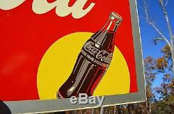 VINTAGE 40's WAR TIME COCA COLA SODA DRINK SILHOUETTE BOTTLE RARE MASONITE SIGN