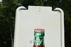 VINTAGE 40s COCA COLA OLD DRINK BOTTLE PILASTER with BUTTON SIGN MINTY