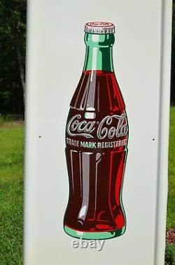 VINTAGE 40s COCA COLA OLD DRINK BOTTLE PILASTER with BUTTON SIGN MINTY