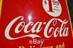 VINTAGE 40s COCA COLA SODA DRINK SIDEWALK 2 SIDED SIGN SUPER RARE COLLECTABLE
