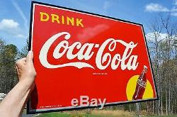 VINTAGE 40s COCA COLA SODA DRINK SILHOUETTE BOTTLE TIN SIGN MINTY UNFINDABLE
