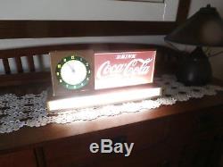 VINTAGE 50's COCA COLA COKE LIGHT UP CLOCK SIGN SODA SHOP DINER VERY NICE WORKS