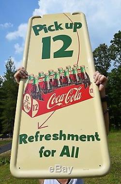 VINTAGE 50's COCA COLA SODA PICK UP 12 PILASTER SIGN 16 BUTTON MINT COND NOS