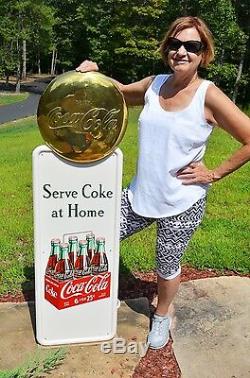 VINTAGE 50s COCA COLAS RAREST PILASTER SIGN EVER MINT w BRASS BUTTON UNFINDABLE