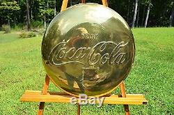 VINTAGE 50s COCA COLAS RAREST PILASTER SIGN EVER MINT w BRASS BUTTON UNFINDABLE