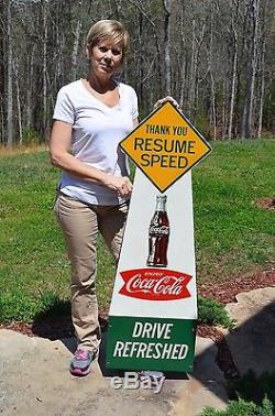 VINTAGE 50s COCA COLA DRINK NOS DEAD MINT SCHOOL CROSSING INVESTMENT SIGN SCARCE