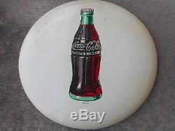 Vintage Coca Cola 24 White Porcelain Button Sign A-m 10-50