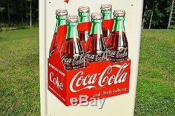 VINTAGE COCA COLA 6 PACK with ARROW DRINK PILASTER SIGN DEAD MINT INVESTMENT PIECE