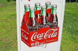 VINTAGE COCA COLA 6 PACK with ARROW DRINK PILASTER with BUTTON MINTY INVESTMENT SIGN