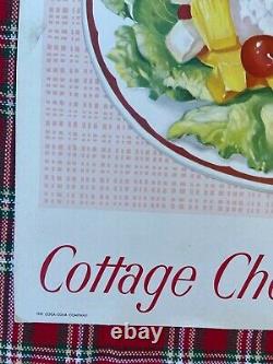 VINTAGE COCA COLA CARDBOARD MENU CARD SIGN COTTAGE CHEESE SALAD & COKE 1960s