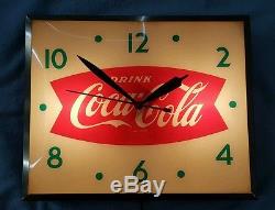VINTAGE COCA-COLA COKE SODA FISHTAIL LIGHTED DISPLAY PAM CLOCK SIGN 1950s OLD MT
