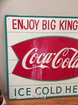 VINTAGE COCA-COLA FISHTAIL SIGN 1950s 1960s 1960s Soda Advertising