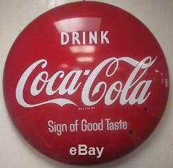 Vintage Coca-cola Large Button Metal/porcelain Sign 36