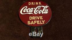 Vintage Coca Cola License Plate Topper 4 3/4 Automobile 4 Sign