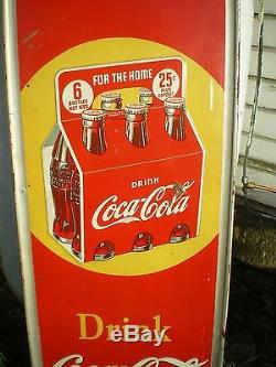 Vintage Coca Cola Sign Early Coke Advertising Metal Large Vertical Tin