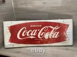 VINTAGE COCA-COLA SIGN OF GOOD TASTE CURVED FISHTAIL SIGN 1950S-60S 43x16