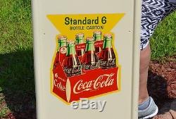VINTAGE COCA COLA STANDARD 6 PACK PILASTER w BUTTON MINTY INVESTMENT SIGN SCARCE