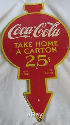 Vintage Coca Cola Steel Sign Take Home A Carton 25cents +deposit 2 Cents/ Bottle