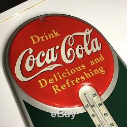 VINTAGE COCA COLA THERMOMETER SIGN Advertising Silhouette Girl 1939 Original VGC