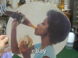 VINTAGE Coca Cola 70's GIRL DRINKING COKE Cardboard Sign EASEL Display RARE