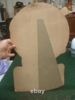VINTAGE Coca Cola 70's GIRL DRINKING COKE Cardboard Sign EASEL Display RARE