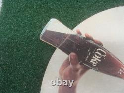 VINTAGE Coca Cola 70's GIRL DRINKING COKE Cardboard Sign EASEL Display RARE