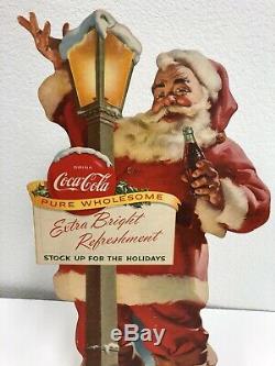 VINTAGE Coca-Cola Santa Claus Christmas Cardboard Stand Up Advertising Sign 1955