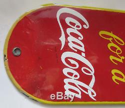 Vintage Door Push Sign Coca Cola Porcelain Thanks Call Again For A Coca Cola