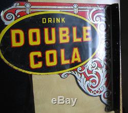 VINTAGE DOUBLE COLA TIN TWO-SIDED SIGN ANTIQUE NOT COKE COLA