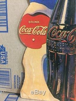 VINTAGE DRINK COCA COLA CARDBOARD SIGN 1930s SERVE RIGHT BELOW 40 ICE COLD