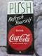 VINTAGE DRINK COCA-COLA PORCELAIN DOOR PUSH SIGN BEVERAGE SODA COKE 4x8