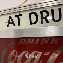 VINTAGE DRINK COCA-COLA REVERSE GLASS LIGHTED SIGN by PRICE BROS