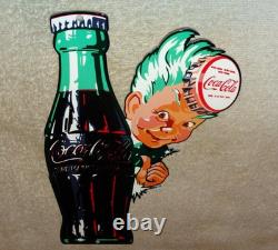 VINTAGE DRINK COCA COLA With SPRITE BOY & BOTTLE 12 METAL SODA, GASOLINE OIL SIGN