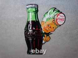 VINTAGE DRINK COCA COLA With SPRITE BOY & BOTTLE 12 METAL SODA, GASOLINE OIL SIGN