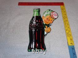VINTAGE DRINK COCA COLA With SPRITE BOY & BOTTLE 12 METAL SODA, GASOLINE OIL SIGN