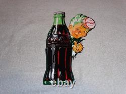 VINTAGE DRINK COCA COLA With SPRITE BOY & BOTTLE 12 METAL SODA, GASOLINE OIL SIGN