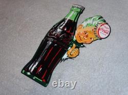 VINTAGE DRINK COCA COLA With SPRITE BOY & BOTTLE 12 METAL SODA, GASOLINE OIL SIGN
