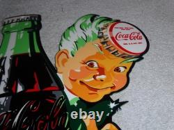VINTAGE DRINK COCA COLA With SPRITE BOY & BOTTLE 12 METAL SODA, GASOLINE OIL SIGN
