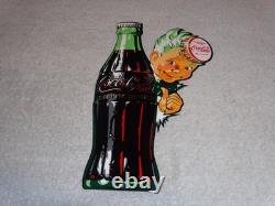 VINTAGE DRINK COCA COLA With SPRITE BOY & BOTTLE 12 METAL SODA, GASOLINE OIL SIGN