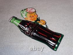 VINTAGE DRINK COCA COLA With SPRITE BOY & BOTTLE 12 METAL SODA, GASOLINE OIL SIGN