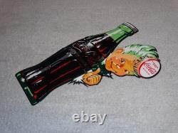 VINTAGE DRINK COCA COLA With SPRITE BOY & BOTTLE 12 METAL SODA, GASOLINE OIL SIGN