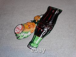 VINTAGE DRINK COCA COLA With SPRITE BOY & BOTTLE 12 METAL SODA, GASOLINE OIL SIGN