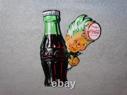 VINTAGE DRINK COCA COLA With SPRITE BOY & BOTTLE 12 METAL SODA, GASOLINE OIL SIGN