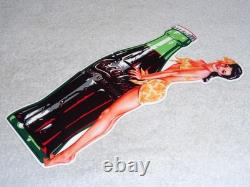 VINTAGE DRINK COCA COLA With WOMAN? & BOTTLE 14 METAL COKE SODA GASOLINE OIL SIGN