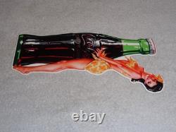 VINTAGE DRINK COCA COLA With WOMAN? & BOTTLE 14 METAL COKE SODA GASOLINE OIL SIGN