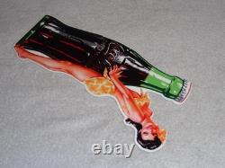 VINTAGE DRINK COCA COLA With WOMAN? & BOTTLE 14 METAL COKE SODA GASOLINE OIL SIGN