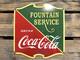VINTAGE FOUNTAIN SERVICE Drink COCA-COLA SODA POP COKE PORCELAIN GAS OIL AD SIGN